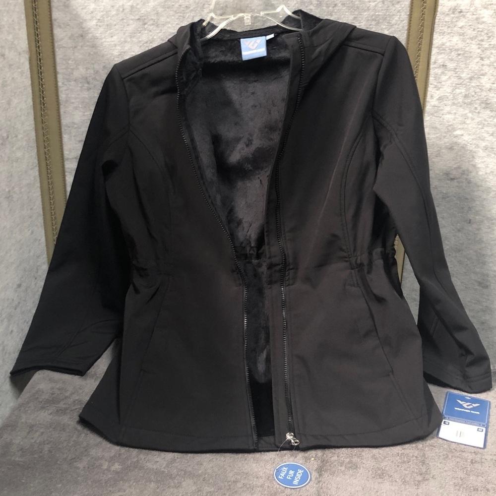 Woman’s Black Hooded Fur lined Jacket NWT